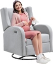 VEVOR Electronic Power Recliner and Swivel Glider, 250 Lbs Weight Capacity Swivel Glider Recliner Chair with USB Port, Polyester Surface Swivel Rocker Recliner for Living Room, Bedroom, Light Gray