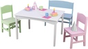 Kidkraft Nantucket Wooden Table with Bench and 2 Chairs, Multicolored, Children'S Furniture - Pastel, Gift for Ages 3-8