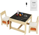 VEVOR Kids Table and Chair Set, 3 in 1 Wooden Activity Table with Storage Space and Boxes, Detachable Tabletop Kids Play Table for Toddlers Art, Craft, Reading, Learning