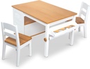 Melissa & Doug Wooden Art Table & Chairs Set - White - Kids Craft Table and Chairs, Children'S Furniture