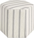 MARTHA STEWART Ellen Accent Ottoman - Solid Wood Frame, Soft Fabric, Hexagonal Small Stool Chair - Modern Foam Padded Top Footstool Living Room Furniture Natural, 18" W X 18" D X 16" H, Natural