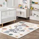 Nuloom Caree Astronaut Kids Fringe Area Rug, 5X8, Beige