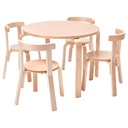 Ecr4Kids Bentwood round Table and Curved Back Chair Set, Kids Furniture, Natural, 5-Piece