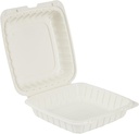 RESTO Disposable 9"" X 9"" PP Clamshell Take Out Food Containe, Snap Tight with Easy Grip Tabs, Heavy-Duty Quality, Leak & Grease Resistant Box, Freezer Safe, Microwavable, Pack of 150, White, BAN99