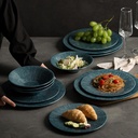 Missyip 12 Pcs Melamine Dinnerware Set - Unbreakable Melamine Dish Set Setervice for 4,Dishwasher Safe Melamine Plates and Bowls - Ideals for Party, Camping,Indoor and Outdoor Use (Navy Blue)