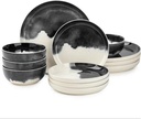 Dinnerware Drip Stoneware 12 Piece Set Dishes and Plates Sets Dinnerware Set round Dish Set Tableware Combination (Color : E, Size : as Shown), Rohin-56