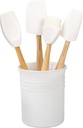 Le Creuset Silicone Craft Series Utensil Set with Stoneware Crock, 5 Pc., White