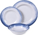 Melamine Dinnerware Sets- 12Pcs Melamine Plates and Bowls Set for 4, Suitable for Indoor and Outdoor Use, Blue