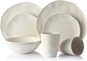 Morgiana Bamboo Dinnerware Set, 8-Pieces Reusable Tableware Set Eco-Friendly Bamboo Fiber Plates, Cups, Bowls for 2 Person (White)