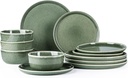 Amorarc Stoneware Dinnerware Sets for 4,Round Reactive Glaze Ceramic Plates and Bowls Set,Highly Chip and Crack Resistant | Dishwasher & Microwave Safe Dishes Set,Service for 4 (12Pc)