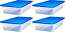 HOMZ Snaplock 41-Quart Plastic Multipurpose Stackable Storage Container Bins with Blue Snaplock Lid for Home and Office Organization, Clear (4 Pack)