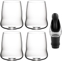 Riedel SL Stemless Wings Cabernet/Sauvignon Wine Glass (4-Pack) Bundle Wine Pourer with Stopper (3 Items)