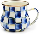 MACKENZIE-CHILDS Enamel Mug, Cute Enamelware Coffee Mug or Tea Mug, 16 Ounces, Unique Drinkware, Royal Check