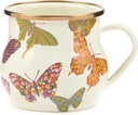 MACKENZIE-CHILDS Enamel Mug, Cute Enamelware Coffee Mug or Tea Mug, 16 Ounces, Unique Drinkware, Butterfly Garden