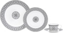 Dinnerware Set for 4-16 Piece Porcelain Dishes - Gorgeous White and Silver Intricate Geometric Mosaic Design - Premium Kitchen Set - for Everyday Use and Formal Occasions (16 Piece Set)