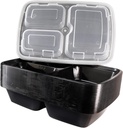 33Oz 3 Compartment Rectangular Meal Prep Containers with Lids Black, Reusable Bento Box, Food Storage Containers | BPA Free | Stackable | Lunch Boxes, Microwave/Dishwasher/Freezer Safe (50)