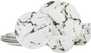 Royalty Porcelain 12-Pc Marble Design Dinner Set 'Quarie', Bone China Porcelain