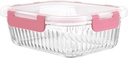 KOMUEE 1 Pack Glass Food Storage Containers with Lids, Glass Meal Prep Containers, Airtight and Leakproof, Glass Lunch Containers, Microwave,Oven & Freezer Safe, Pink