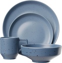 American Atelier Reactive 4-Piece Stoneware Place Setting | Coffee Mug, Bowl, Plate Set | Kitchenware | Stoneware Dinnerware Set | Microwave, Dishwasher Safe | Service for 1 (Blue)