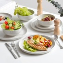 ARTWORLD White Solid Black Dot Melamine Dish Set for 4,12Pcs Plates and Bowls Set, Unbreakable Dinnerware Set for Outdoor Use, Dishwasher Safe, Good for RV, Camping,Beach,Pool Use