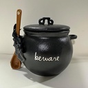 Rae -BEWARE Baby Size Canister Allside Black with Lid and Wooden Spoon HALLOWEEN CANISTER- Dunn by Magenta