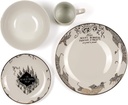 Harry Potter Marauder'S Map Porcelain 4 Piece Place Setting - Gold Marauders Map Design - Includes 1 Dinner Plate, 1 Salad Plate, 1 Bowl and 1 Mug - Great Gift for Any Harry Potter Fan