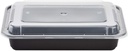 Black Rectangular Microwavable 28Oz Containers with Clear Lids (300)