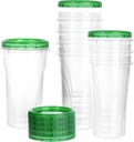 48 Oz Clear Twist Top Storage Deli Containers with Leak Proof Lids Green - BPA Free Snack Containers Airtight Reusable Plastic Food Storage Canisters with Twist Seal Caps, Food Storage, Meal Prep, Freezer, Kitchen Organizer, Stackable, Reusable (24)