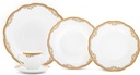 Royalty Porcelain 20 Pc Dinnerware Set with Gold Floral Ornament, Bone China, Gold, White