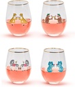 Two'S Company Animal Party Set of 4 Stemless Wine Glasses