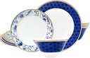 ACMLIFE Fine Bone China Dinnerware Set - China Dinnerware Set for 4, Porcelain Vintage Blue and White Floral Dinnerware Set, 12 Pieces Lightweight Bone China Dinnerware Set Gift Giving