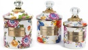 MACKENZIE-CHILDS Enamel Canister Set, Mini (14 Oz.), Demi (24 Oz.), and Small (38 Oz.) Kitchen Containers, White Flower Market