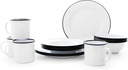 Enamelware Starter Set, 16 Piece, Vintage White/Black