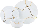 Royalty Porcelain 12-Pc Porcelain Dinner Set 'Storm' White with Gold