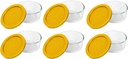 Pyrex Storage plus 2-Cup round Glass Food Storage Dish, Yellow Cover (6 Pack) Made in the USA