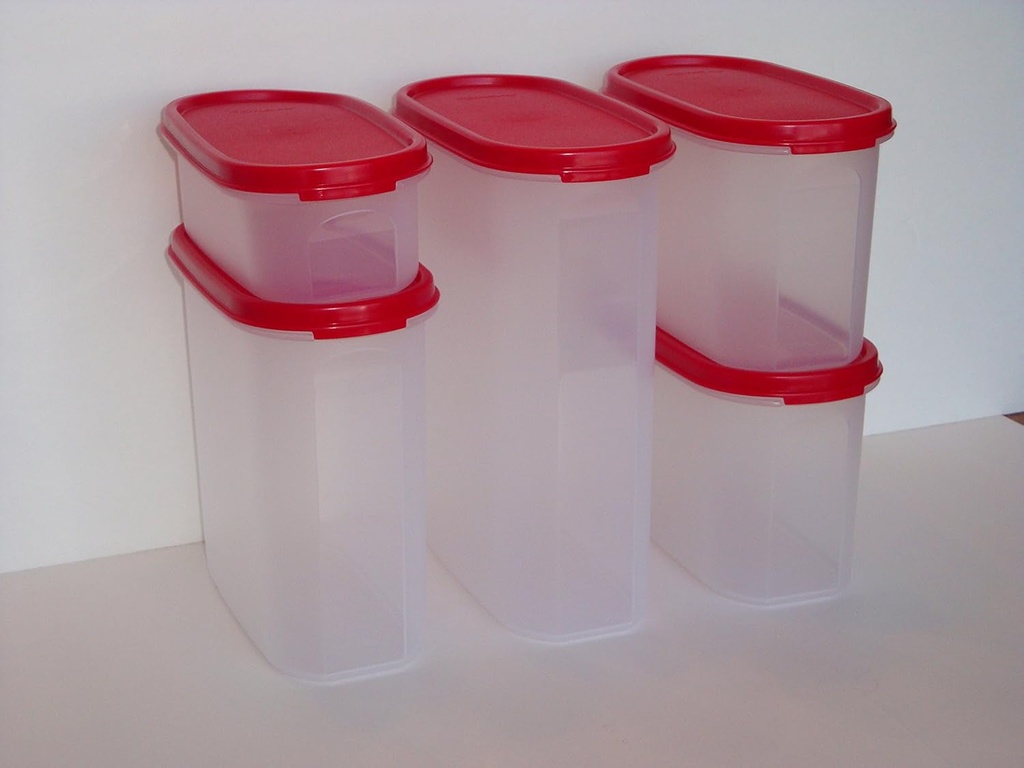 Tupperware Modular Mates 5 Pc Oval Set - Red Storage Containers