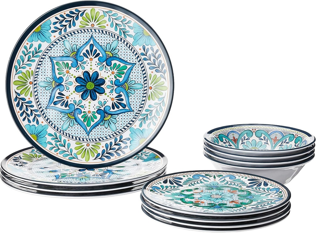 Talavera Melamine Dinnerware Set - Service for 4 - Multicolored