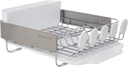 Kitchenaid Compact Satin Wire Rust Resistant, Expandable Dish Rack with Angled Self Draining Drainboard with Removable Flatware Caddy, 23.18-Inch, Gray