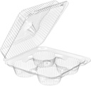 IP SLP74 One-Piece Container with 4 Large-Muffin Compartments - Case of 300, Clear