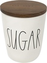 Rae Dunn by Magenta Kitchen Canister with Wood Lid (Sugar/White, 5")