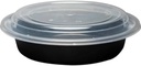 24Oz Disposable Black Meal Prep/Bento Box with Clear Dome Lids - round Plastic Meal Containers - Leak Proof and Reusable Box : Perfect for Salad, Meal Prep and Fruits : Set of 300