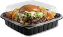 Anchor Packaging Crisp Foods Technologies Containers, 33 Oz, 8.46 X 8.46 X 3.16, 1 Compartment, Clear/Black, 180/Carton