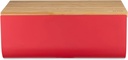Alessi BG03 R Mattina Bread Box in Steel Coloured with Epoxy Resin with Cutting Board in Bamboo Wood, One Size, Red