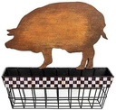 MACKENZIE-CHILDS Courtly Check Pig Wall Basket, Black