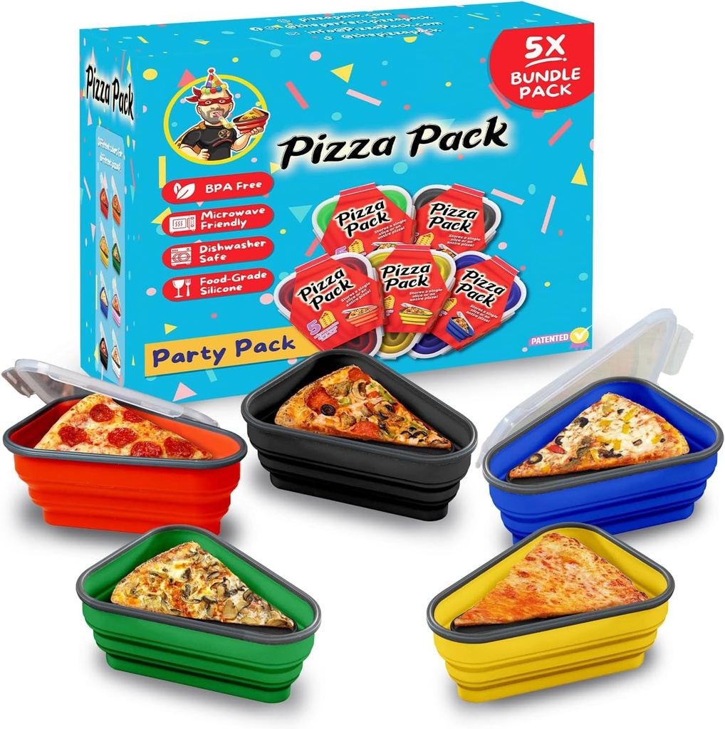 Reusable Pizza Storage Container with 5 Microwavable Trays