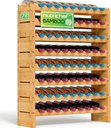 Nutrichef Bamboo Stackable Wine Rack, 8-Tier 72 Bottle Capacity Wine Racks Free Standing Floor, No Tools Assembly, Modular Storage Display Shelf for Kitchen and Cellar 33.5" X 10" X 42"