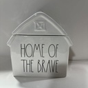 Rae -HOME of the BRAVE Allside White House Decor Canister *FOURTH (4TH) of JULY*- Dunn by Magenta, Ivory