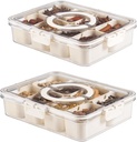 Snackle Box Container Snack Divided Serving Tray with Lid Charcuterie Board Travel and Handle Containers for Adults Snackel Portable Dividers Boards Adult 8 Compartment Food Storage (Pack of 2)