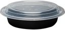 32Oz Disposable Black Meal Prep/Bento Box with Clear Dome Lids - round Plastic Meal Containers - Leak Proof and Reusable Box : Perfect for Salad, Meal Prep and Fruits : Set of 600