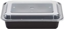 Black Rectangular Microwavable 38Oz Containers with Clear Lids (600)